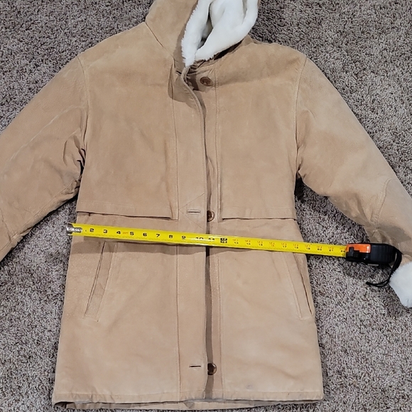 J PERCY for Marvin Richards Tan Leather Suede Hooded Zipper Coat Womans XS - Picture 5 of 7